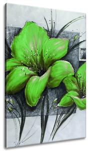 Ručne maľovaný obraz Nádherné zelené Vlčie maky Rozmery: 120 x 80 cm