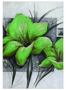 Ručne maľovaný obraz Nádherné zelené Vlčie maky Rozmery: 70 x 100 cm