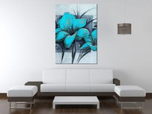 Ručne maľovaný obraz Nádherné modré Vlčie maky Rozmery: 120 x 80 cm