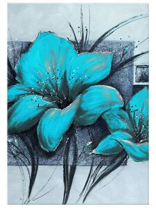 Ručne maľovaný obraz Nádherné modré Vlčie maky Rozmery: 100 x 70 cm