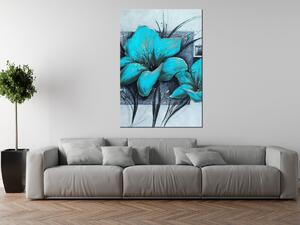 Ručne maľovaný obraz Nádherné modré Vlčie maky Rozmery: 70 x 100 cm