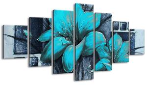 Ručne maľovaný obraz Nádherné modré Vlčie maky - 7 dielny Rozmery: 210 x 100 cm