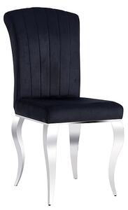Jedálenská stolička PRINCE Velvet, 46x100x44, čierna/strieborná