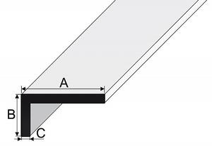 Rohový profil nerovnoramenný Stříbro E01 tl. 2 mm