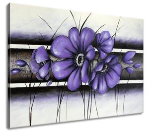 Ručne maľovaný obraz Tajomný fialový Vlčí mak Rozmery: 120 x 80 cm