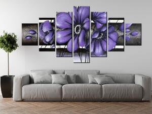 Ručne maľovaný obraz Tajomný fialový Vlčí mak - 7 dielny Rozmery: 210 x 100 cm