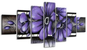 Ručne maľovaný obraz Tajomný fialový Vlčí mak - 7 dielny Rozmery: 210 x 100 cm