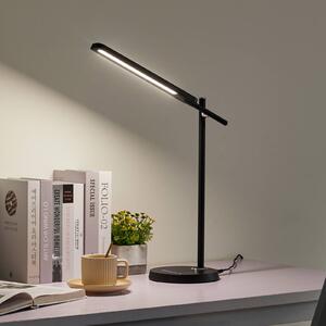 Stolná LED lampa Lindby Valtorin, čierna, Čierna, Pracovňa / Kancelária, Plast, Moderný, Stolová lampa