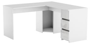 Písací stôl MONIN, 142x74x55, biela lesk, pravá