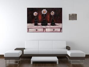 Ručne maľovaný obraz Margarétkové červené trio Rozmery: 120 x 80 cm