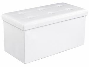 Sedací box, taburetka, 76 cm, syntetická koža, biely