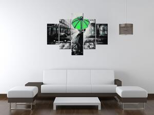 Ručne maľovaný obraz Zelený bozk v daždi - 5 dielny Rozmery: 150 x 105 cm