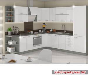 Dolná kuchynská skrinka Prado 40 D 4S BB - biely vysoký lesk / sivá