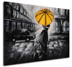 Ručne maľovaný obraz Žltý bozk v daždi Rozmery: 115 x 85 cm