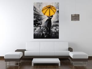 Ručne maľovaný obraz Žltý bozk v daždi Rozmery: 100 x 70 cm