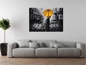Ručne maľovaný obraz Žltý bozk v daždi Rozmery: 100 x 70 cm