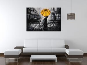 Ručne maľovaný obraz Žltý bozk v daždi Rozmery: 70 x 100 cm