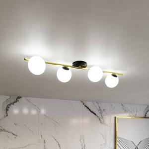 Stropné svietidlo Glassy 4-light linear black/gold/opal