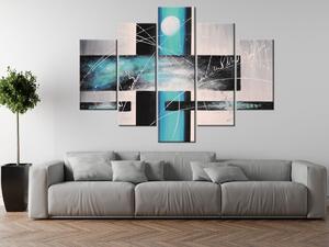 Ručne maľovaný obraz Nebeské šialenstvo - 5 dielny Rozmery: 150 x 70 cm