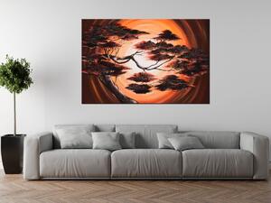 Ručne maľovaný obraz Strom pri západe slnka Rozmery: 100 x 70 cm