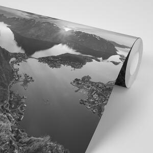 Fototapeta horská panoráma v čiernobielom prevedení