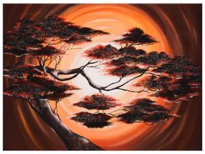 Ručne maľovaný obraz Strom pri západe slnka Rozmery: 120 x 80 cm