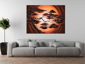 Ručne maľovaný obraz Strom pri západe slnka Rozmery: 120 x 80 cm
