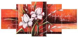 Ručne maľovaný obraz Rozkvitnutý tulipán - 5 dielny Rozmery: 150 x 70 cm