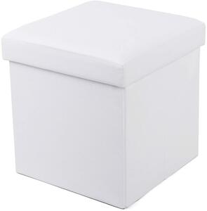 SONGMICS Taburetka, skladací úložný sedací box, 38 x 38 x 38 cm, biela