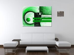 Ručne maľovaný obraz Zelené tvary Rozmery: 100 x 70 cm