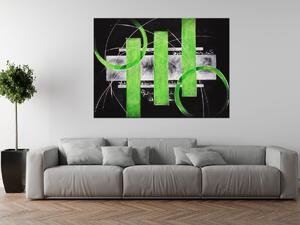 Ručne maľovaný obraz Zelené línie Rozmery: 120 x 80 cm