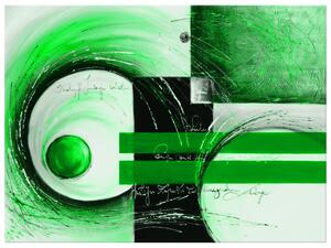 Ručne maľovaný obraz Zelené tvary Rozmery: 100 x 70 cm