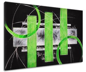 Ručne maľovaný obraz Zelené línie Rozmery: 120 x 80 cm