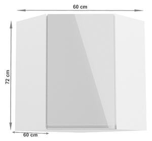 Horná rohová kuchynská skrinka Aurora G60N - biela / sivý lesk