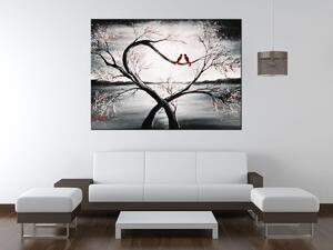 Ručne maľovaný obraz Vtáčia láska Rozmery: 100 x 70 cm