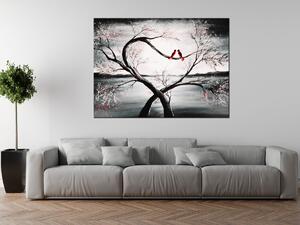Ručne maľovaný obraz Vtáčia láska Rozmery: 120 x 80 cm
