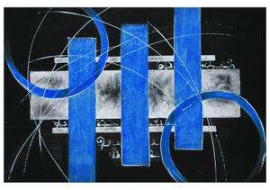 Ručne maľovaný obraz Modré línie Rozmery: 120 x 80 cm