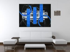 Ručne maľovaný obraz Modré línie Rozmery: 120 x 80 cm