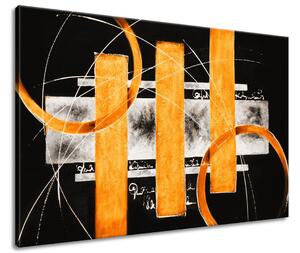 Ručne maľovaný obraz Oranžové línie Veľkosť: 120 x 80 cm