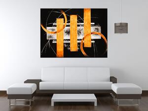 Ručne maľovaný obraz Oranžové línie Rozmery: 115 x 85 cm