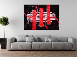 Ručne maľovaný obraz Červené línie Rozmery: 120 x 80 cm