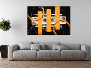 Ručne maľovaný obraz Oranžové línie Rozmery: 70 x 100 cm