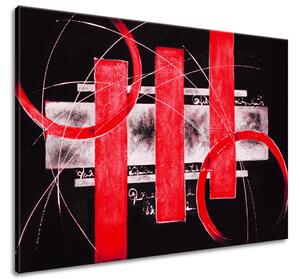 Ručne maľovaný obraz Červené línie Veľkosť: 115 x 85 cm