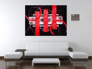 Ručne maľovaný obraz Červené línie Rozmery: 120 x 80 cm
