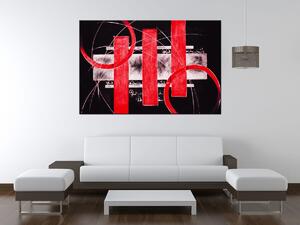 Ručne maľovaný obraz Červené línie Rozmery: 115 x 85 cm