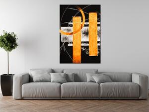 Ručne maľovaný obraz Oranžové línie Rozmery: 70 x 100 cm