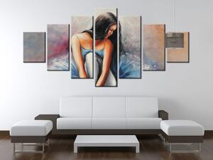 Ručne maľovaný obraz Tmavovlasá baletka - 7 dielny Rozmery: 210 x 100 cm