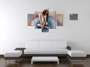 Ručne maľovaný obraz Tmavovlasá baletka - 5 dielny Rozmery: 150 x 70 cm