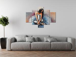 Ručne maľovaný obraz Tmavovlasá baletka - 5 dielny Rozmery: 150 x 105 cm