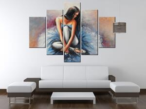 Ručne maľovaný obraz Tmavovlasá baletka - 5 dielny Rozmery: 100 x 70 cm